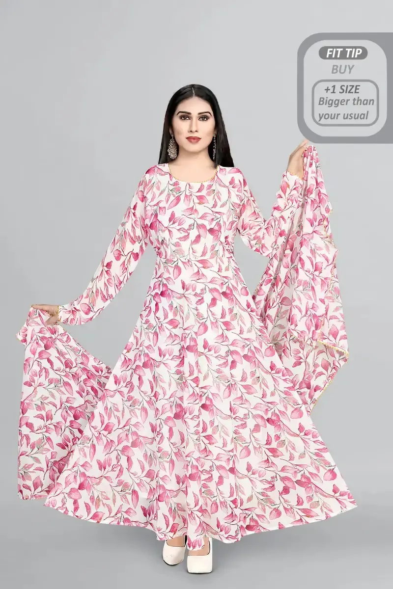 Georgette Printed Kurti with Dupatta Set for Women 013272MPIN