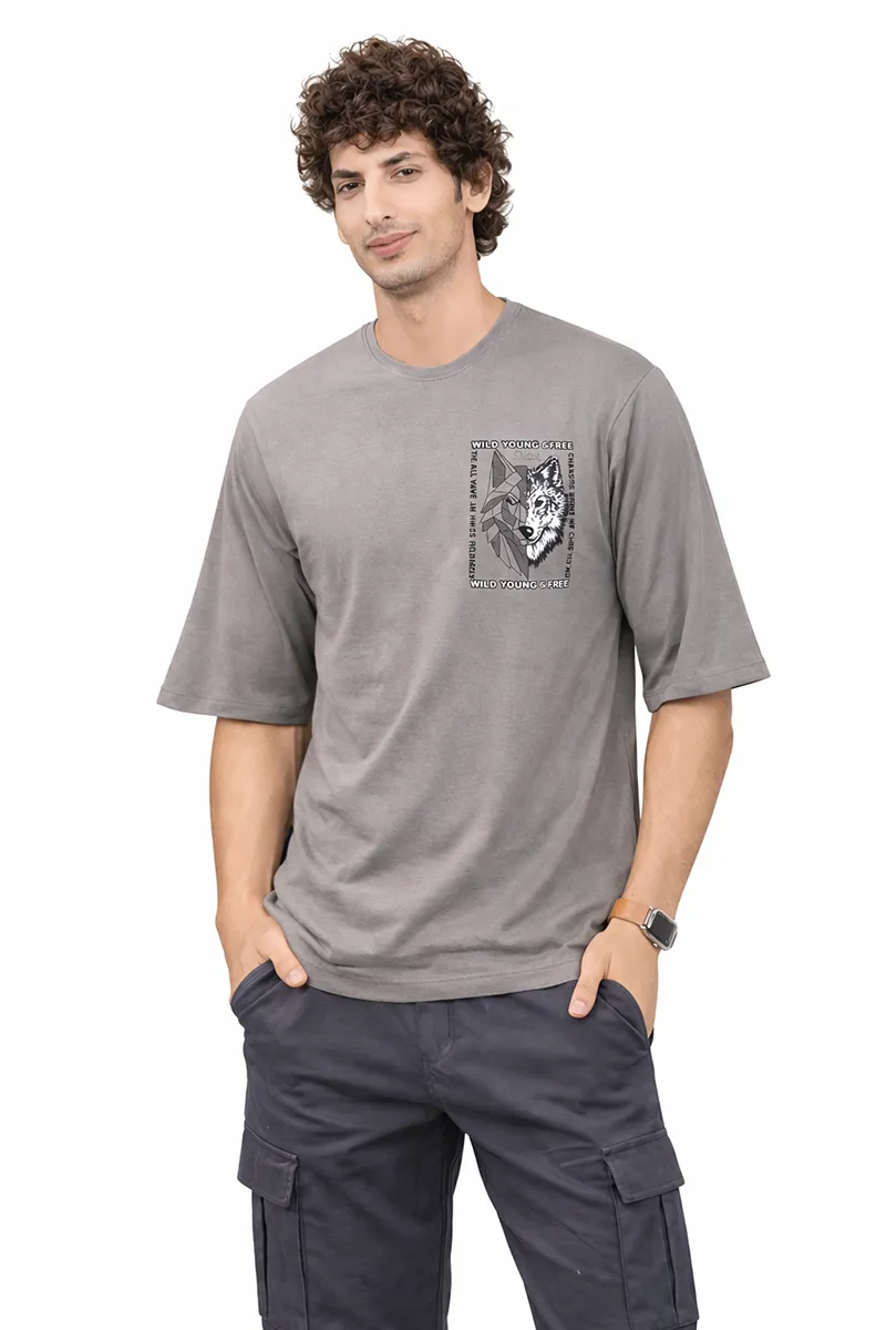 Drop Shoulder Printed T-shirt for Men