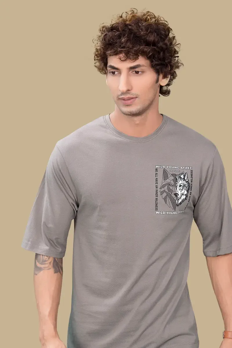 Drop Shoulder Printed T-shirt for Men