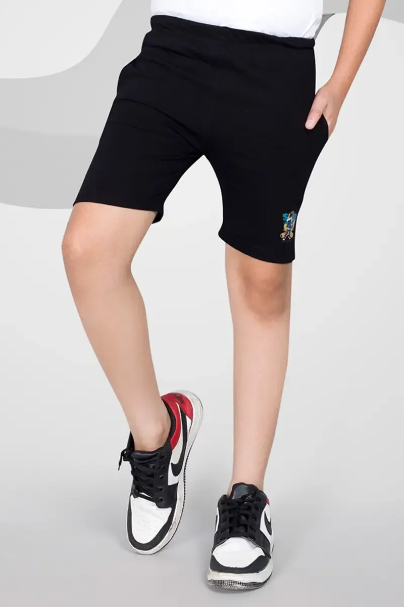 Cotton Slim Fit Shorts for Boy 013281BLA910YRS