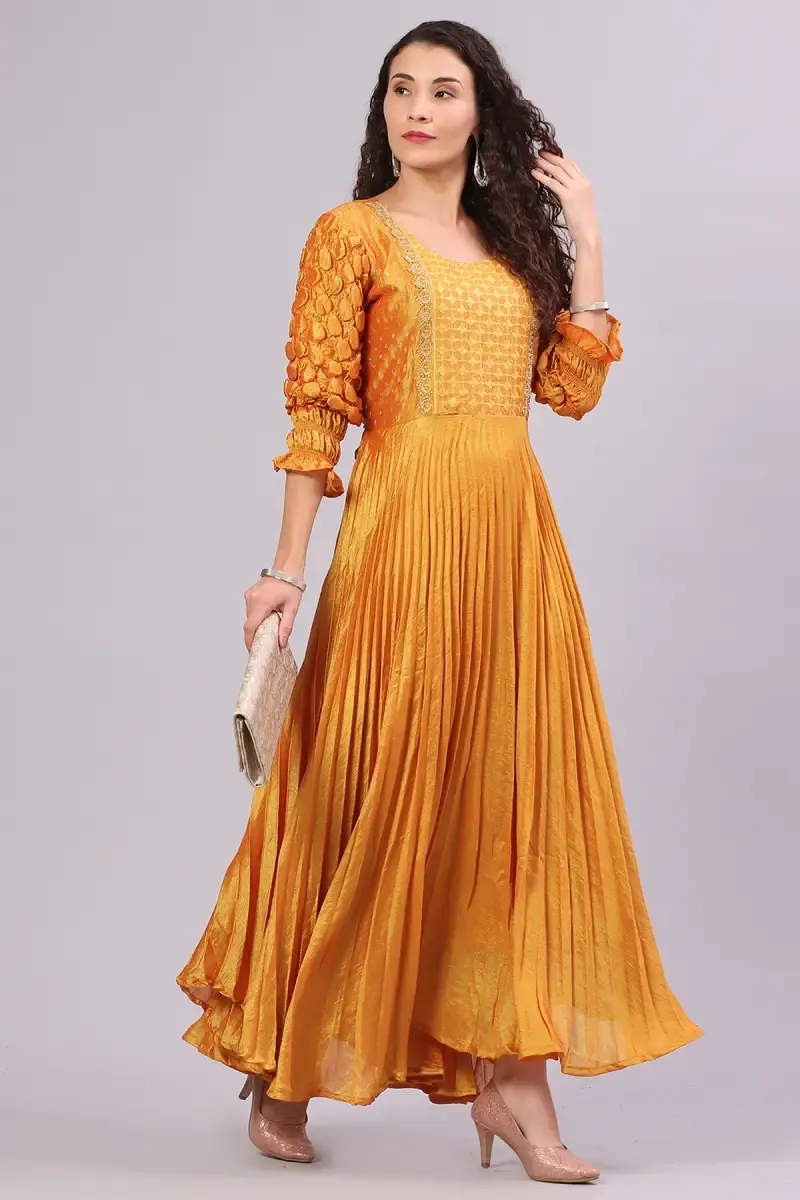 Art Silk Embellished Flared Gown for Women