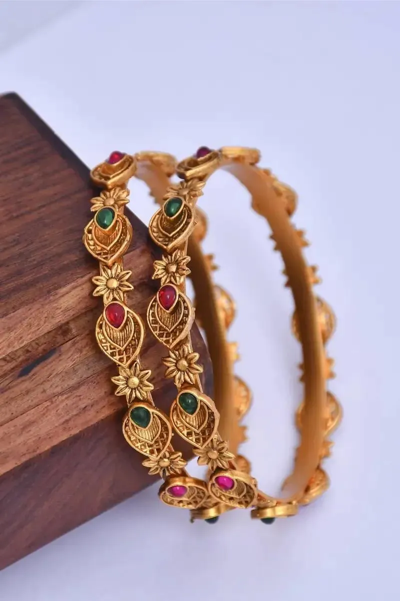 Traditional Gold Plated Bangles for Women – Set of 2