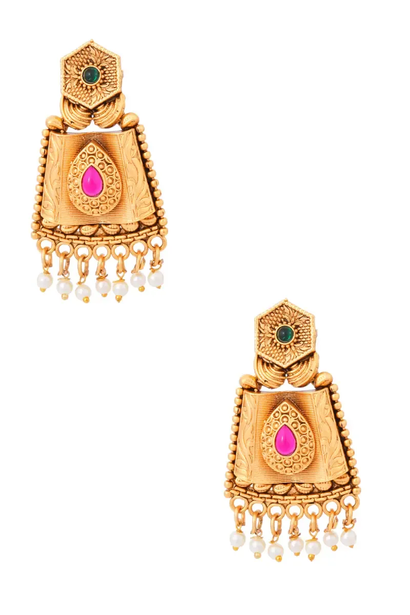 Traditional Gold Plated Dangle Earrings for Girls & Women