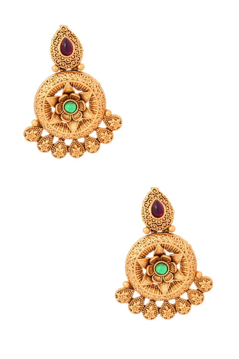 Gold Plated Floral Chand Bali Earrings for Girls & Women