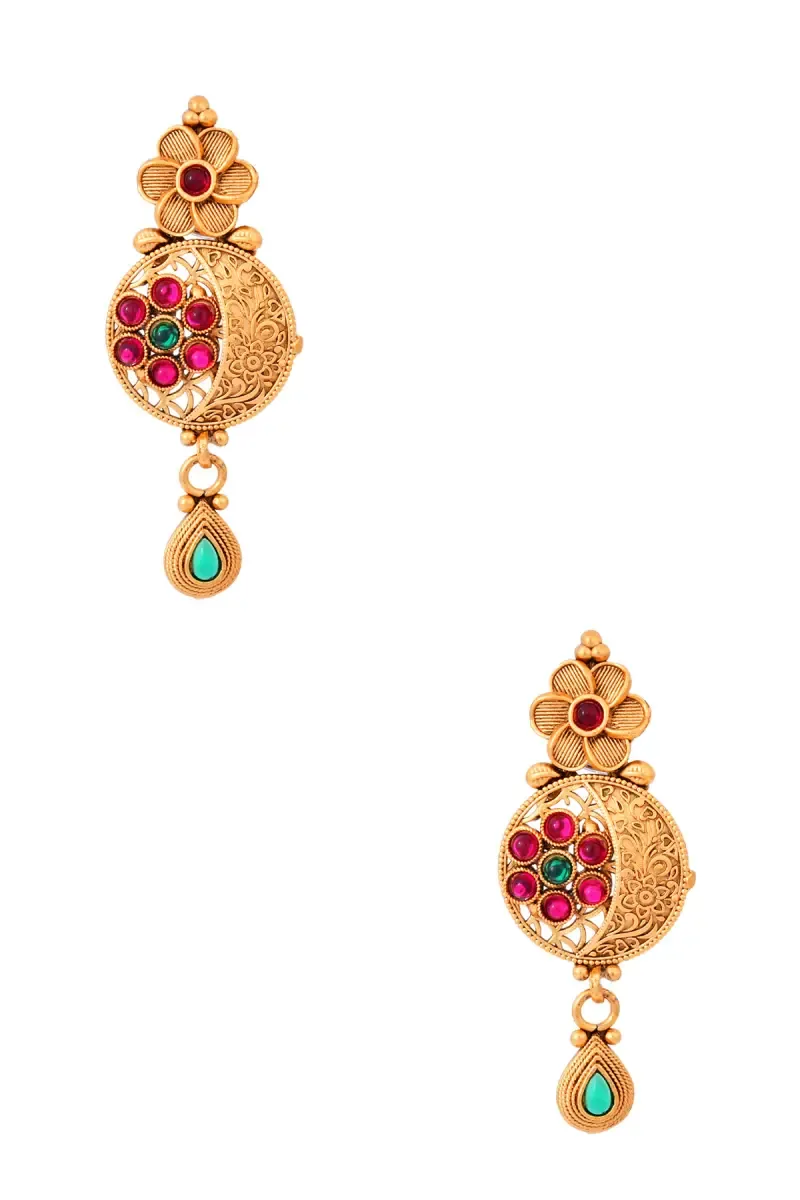 Floral Crescent Antique Dangle Earrings for Girls & Women