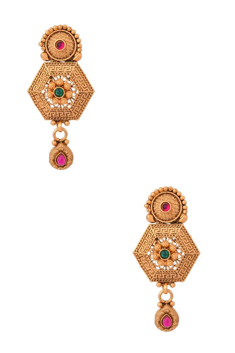 Traditional Gold Plated Dangle Earrings for Girls & Women