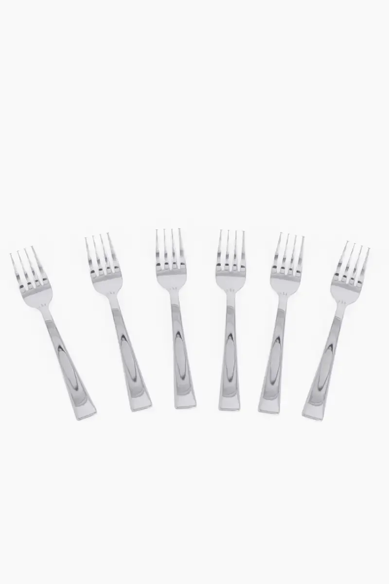 Prabha Stainless Steel Impress Plain Tea Fork Set - 14cm