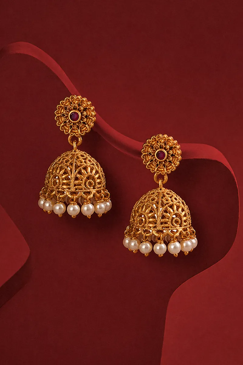 Gold Plated Pearls Jhumki Earrings for Girls & Women