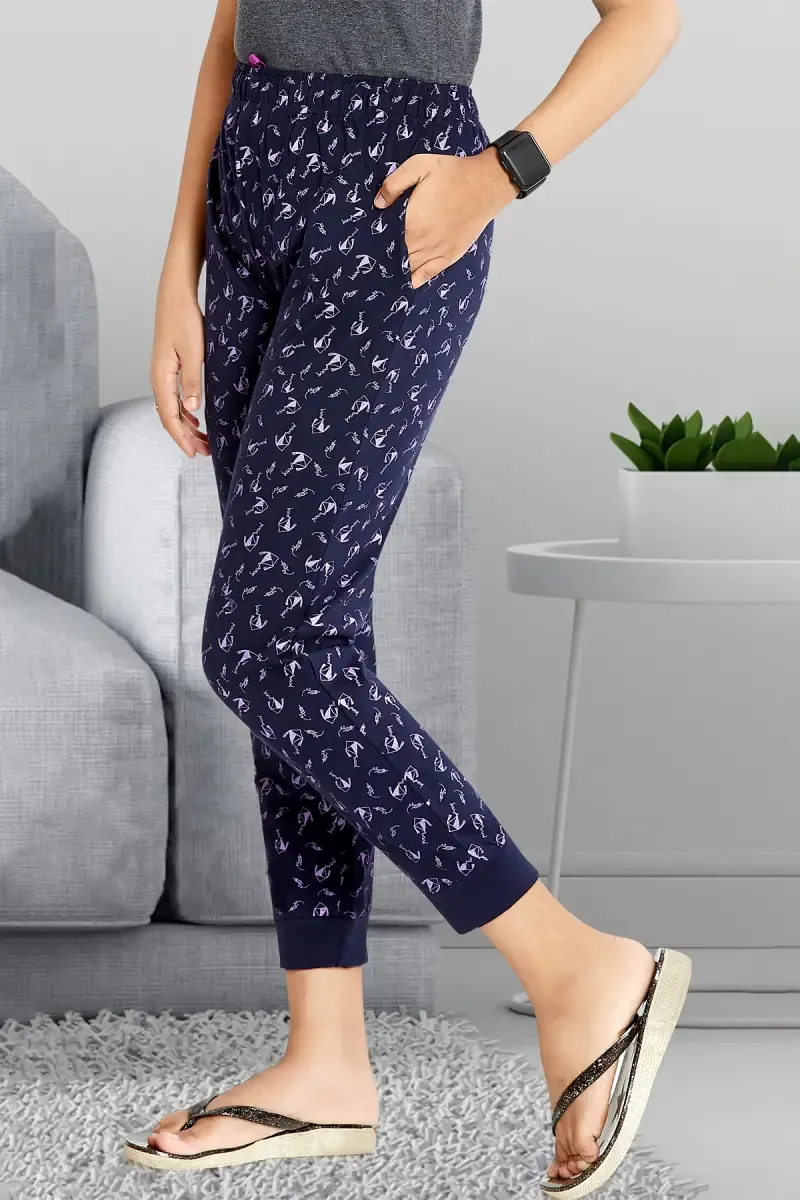 Girl's Cotton Hosiery Printed Track Pant (2 - 12 Yrs) 013521OXFBLU56YRS