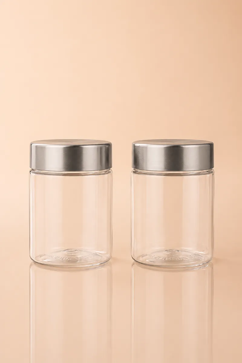 Pearlpet Plastic Plus Jar Container, Set of 2 - 1000ml (Each)