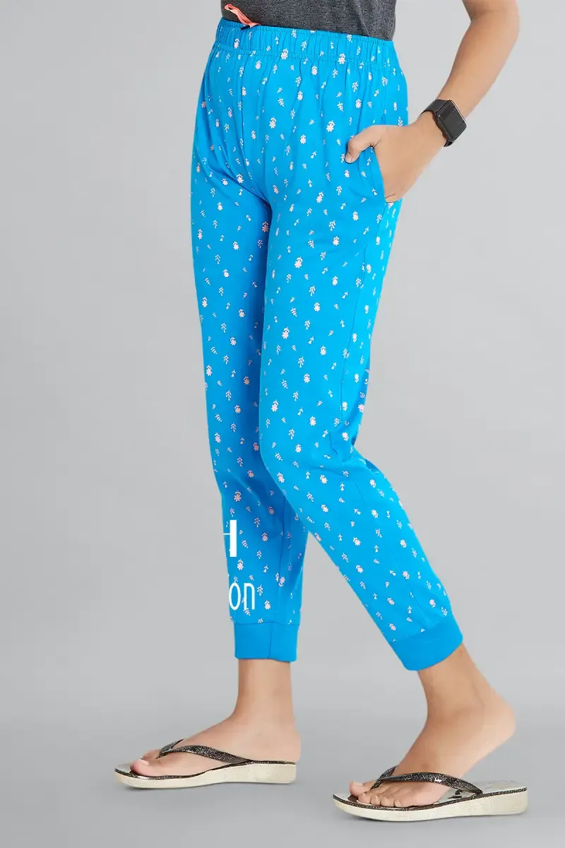 Girl's Cotton Hosiery Printed Track Pant (2 - 12 Yrs) 013525BLU78YRS