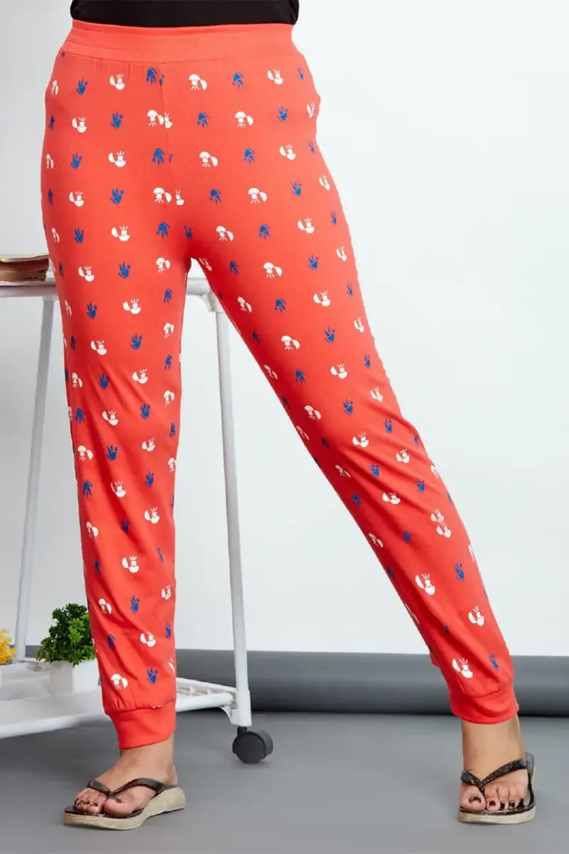 Girl's Cotton Hosiery Printed Track Pant (2 - 12 Yrs) 013533ORA910YRS