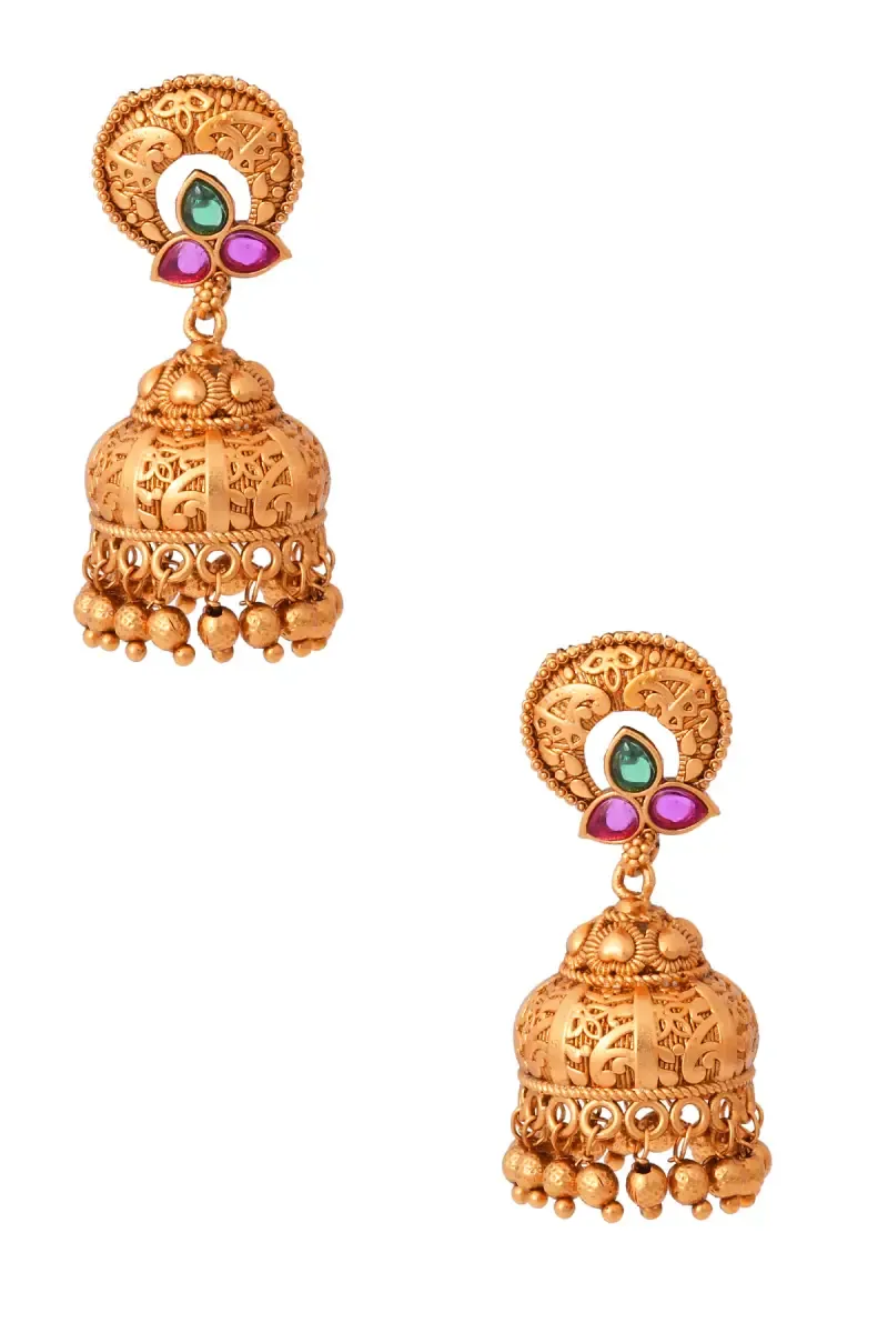 Elegant Antique Gold Jhumka Earrings for Girls & Women