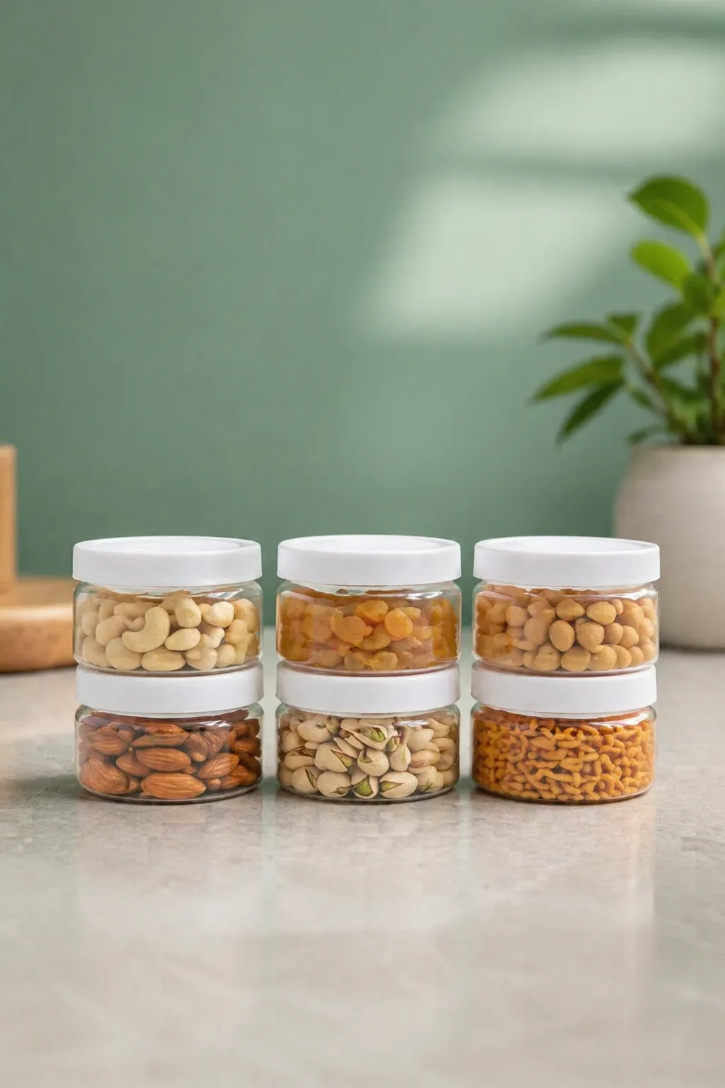 Pearlpet Plastic Dibbi jar Container, Set of 6- 150gm (Each)