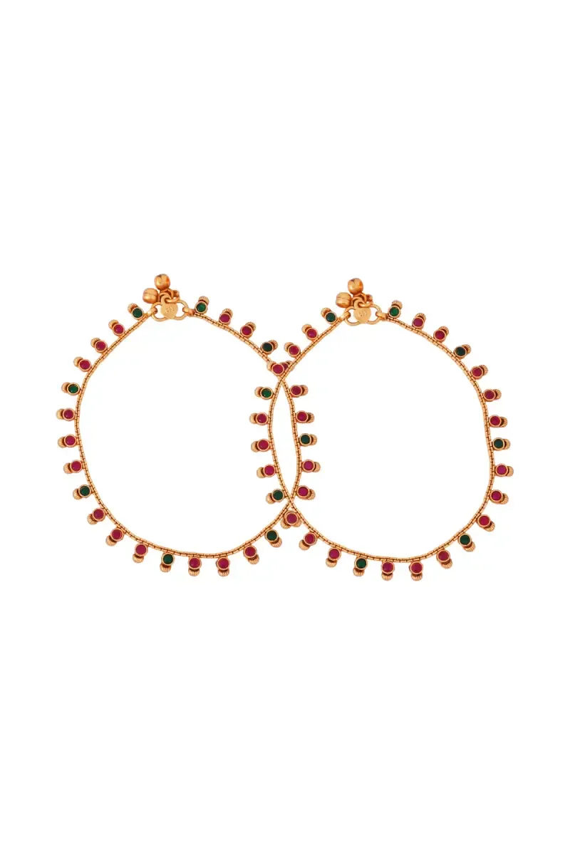 Gold Plated Multicolor Designer Anklets for Women