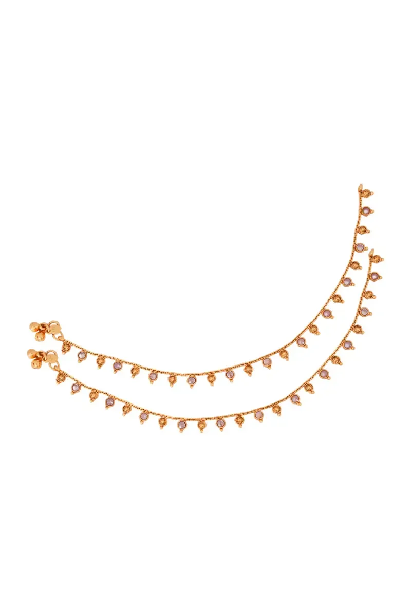 Gold Plated Studded Anklets for Women