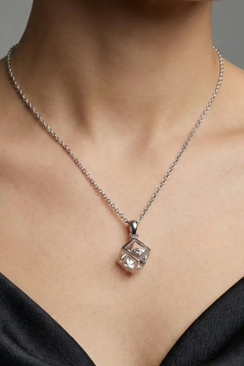 Silver Square Pendant Chain for Women & Girls 013606SIL18INC