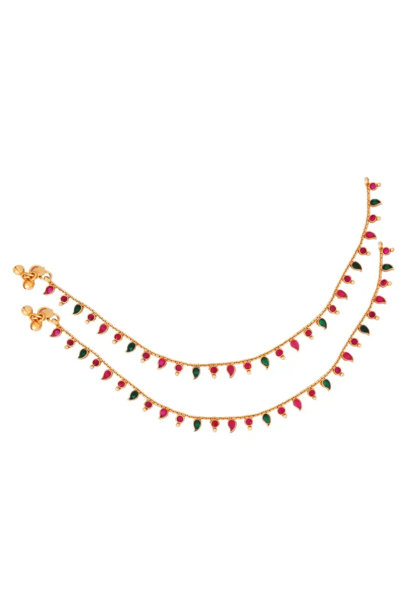 Gold Plated Paisley Design Anklets for Women