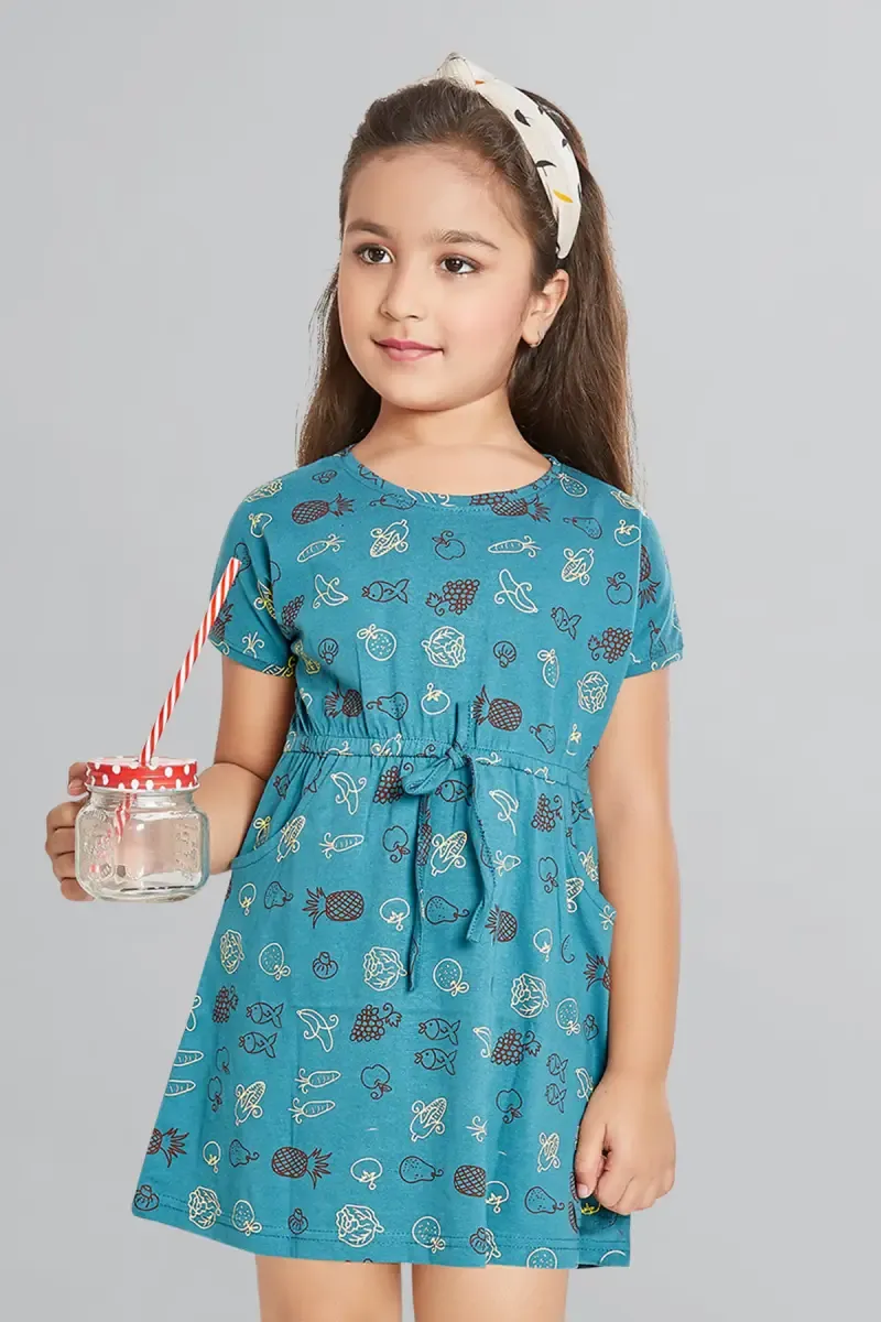 Girl's Cotton Hosiery Printed Frock (2 - 8 Yrs)