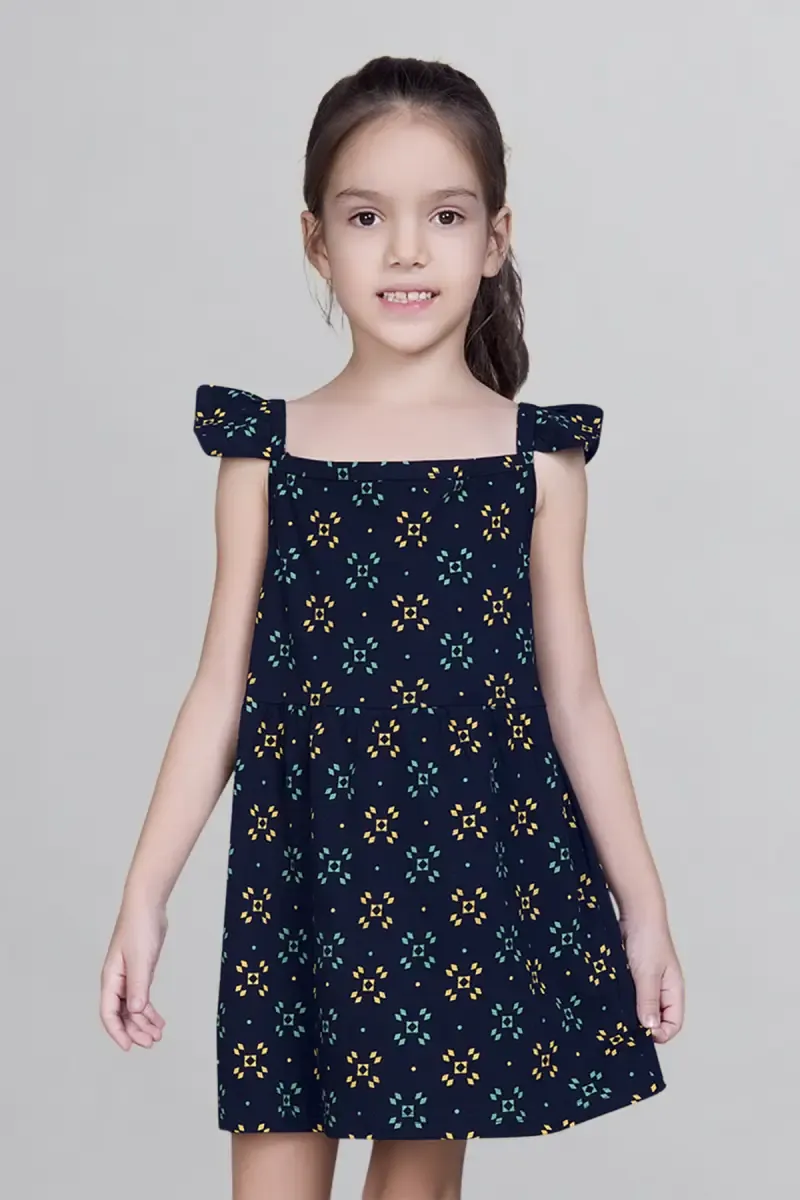 Girl's Cotton Hosiery Printed Frock (2 - 8 Yrs)