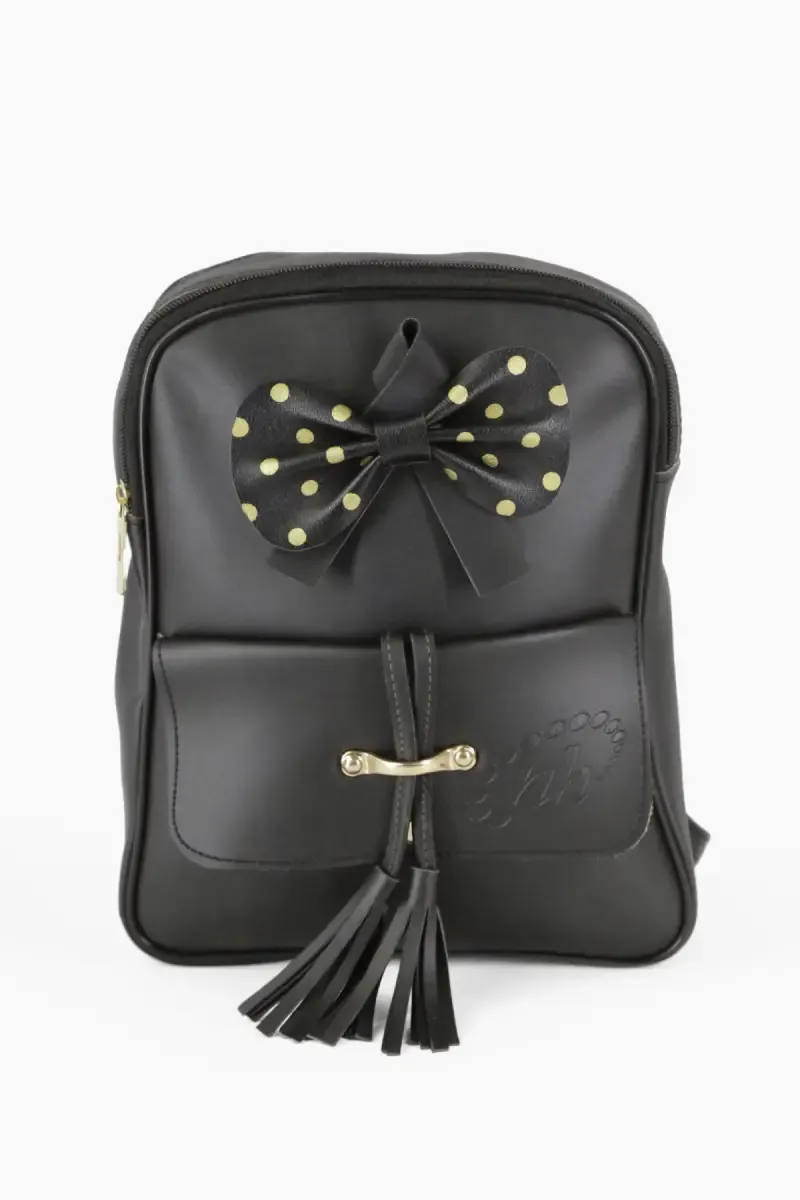 Women's Fashion Cute Small Backpack with tassels 013722BLA