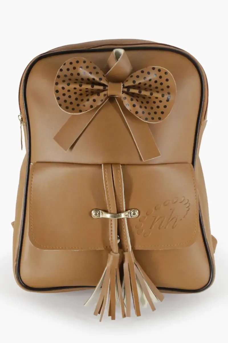 Women's Fashion Cute Small Backpack with tassels 013722BRO