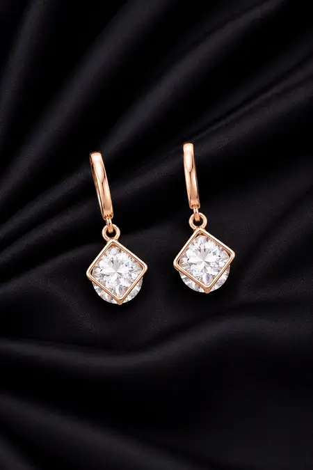 Rose Gold Glossy Finish Drop Earrings for Women