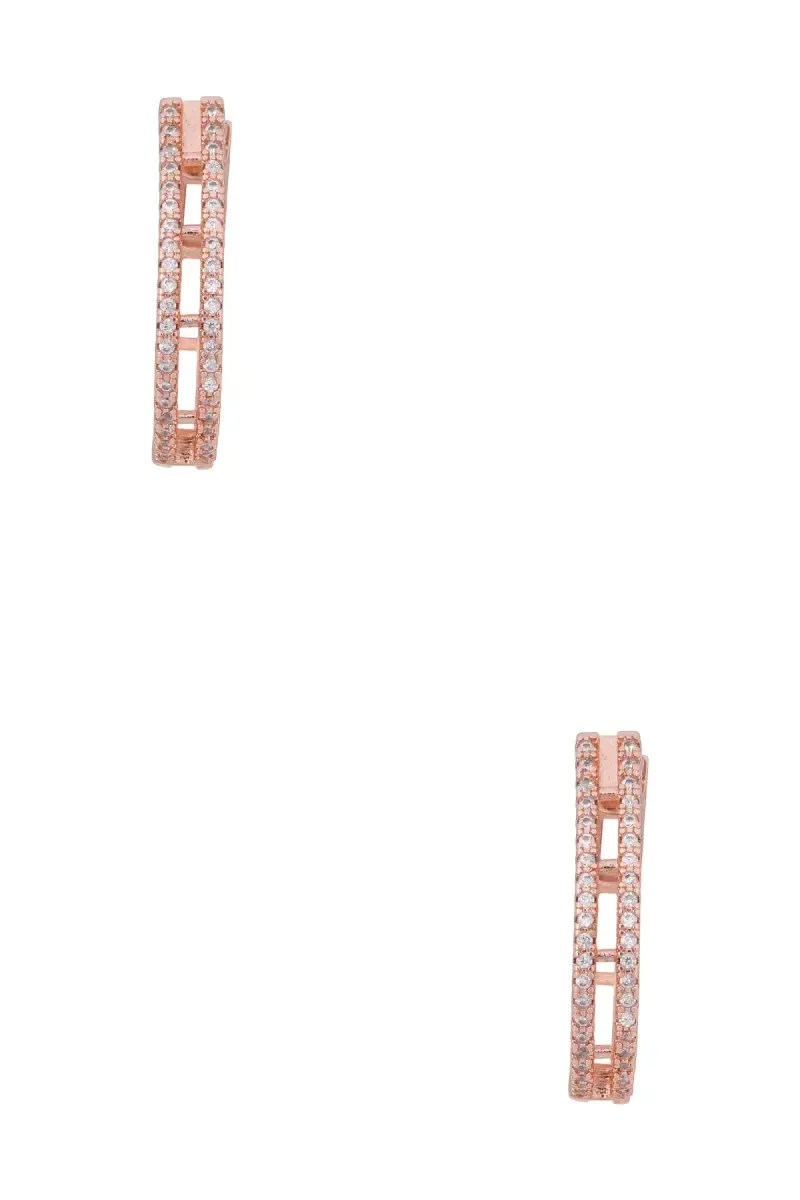 Rose Gold Hoop Stud Earrings for Girls & Women