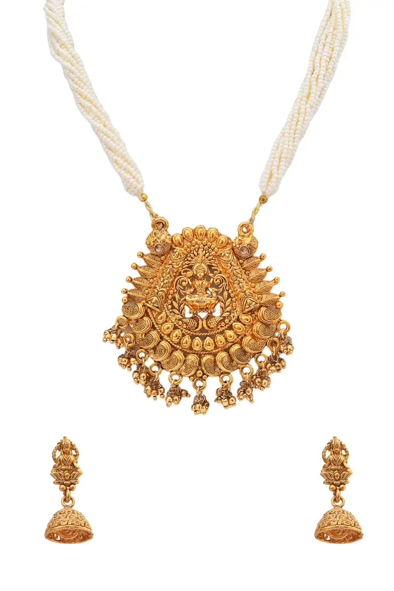 Pearls Lakshmi Design Necklace Set for Women