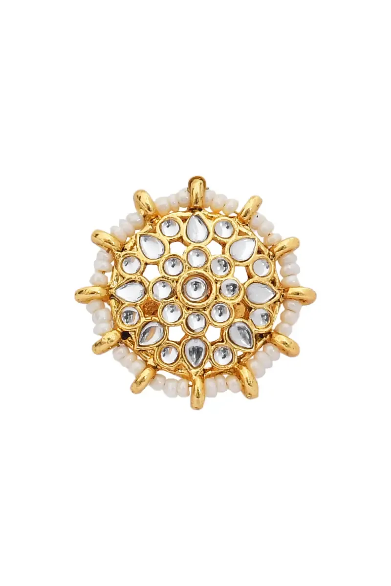 Gold plated Kundan Stone Adjustable Bridal Ring