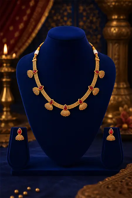 Gold Plated Shell Design Necklace Set for Women