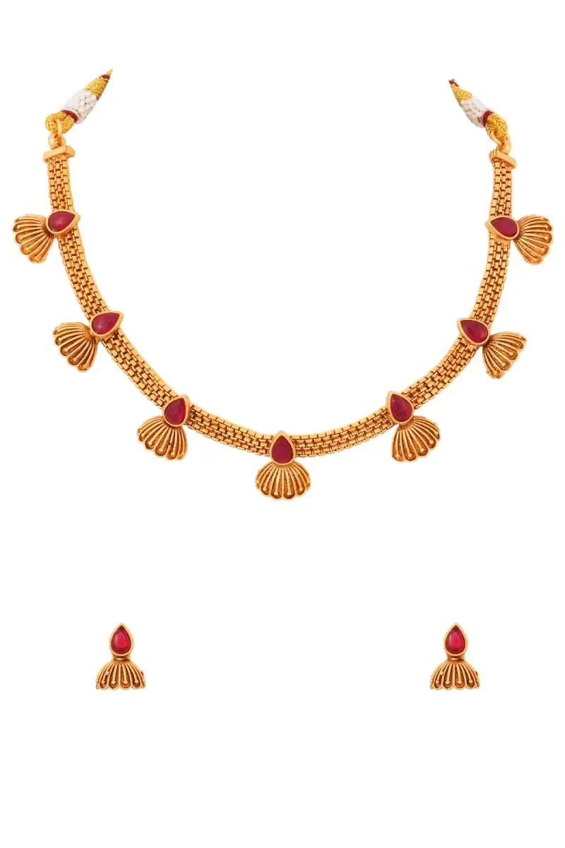 Gold Plated Shell Design Necklace Set for Women