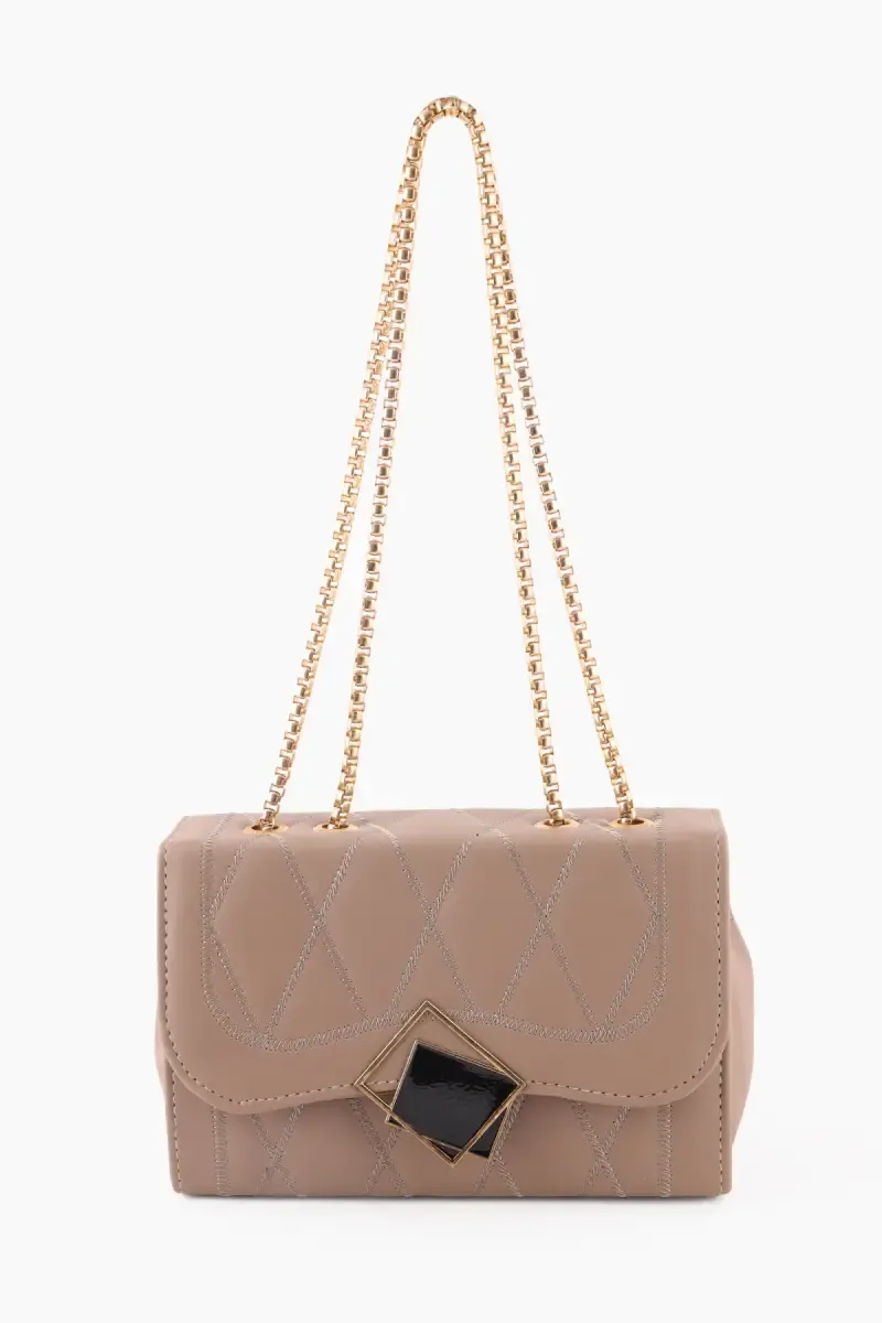 Solid Fitting Chain Sling Bag for Girls 013832LIGBRO