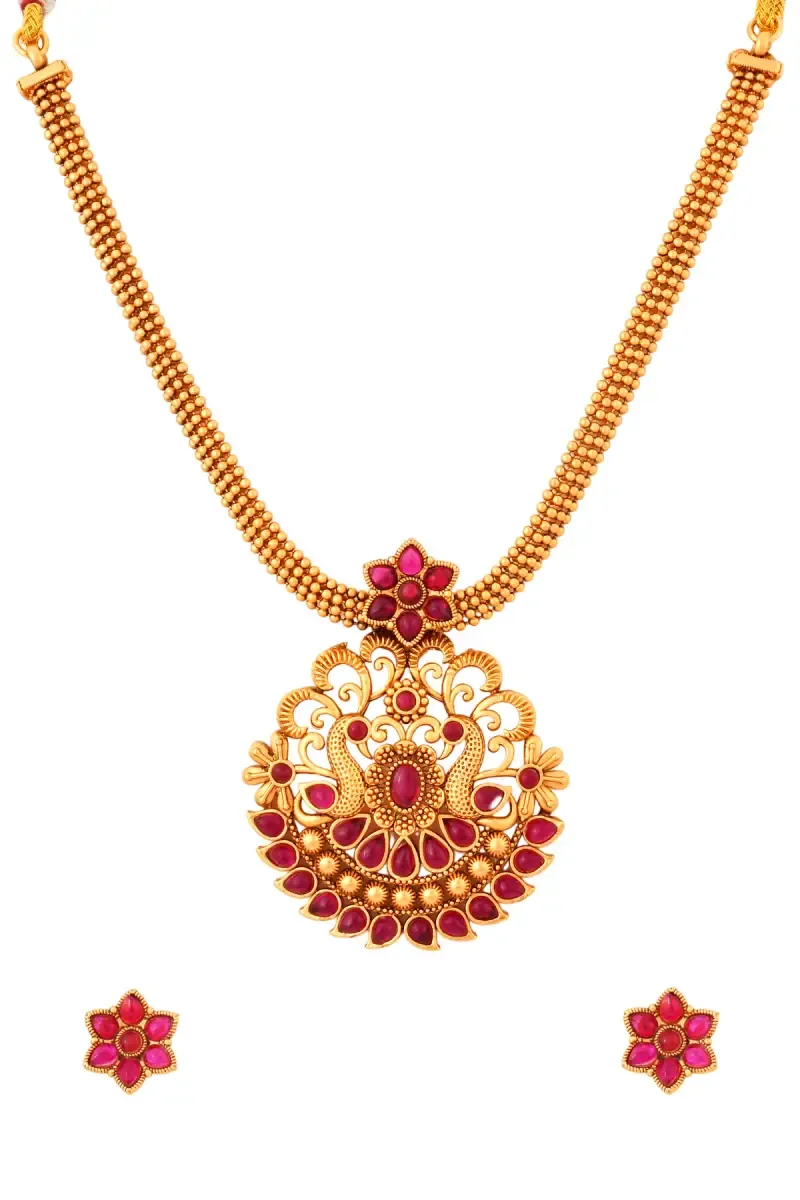 Peacock with Floral Design Necklace Set for Women