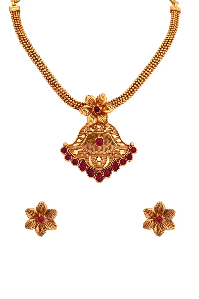 Antique Floral Design Necklace Set for Women