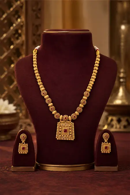 Gold Plated Floral Design Necklace Set for Women