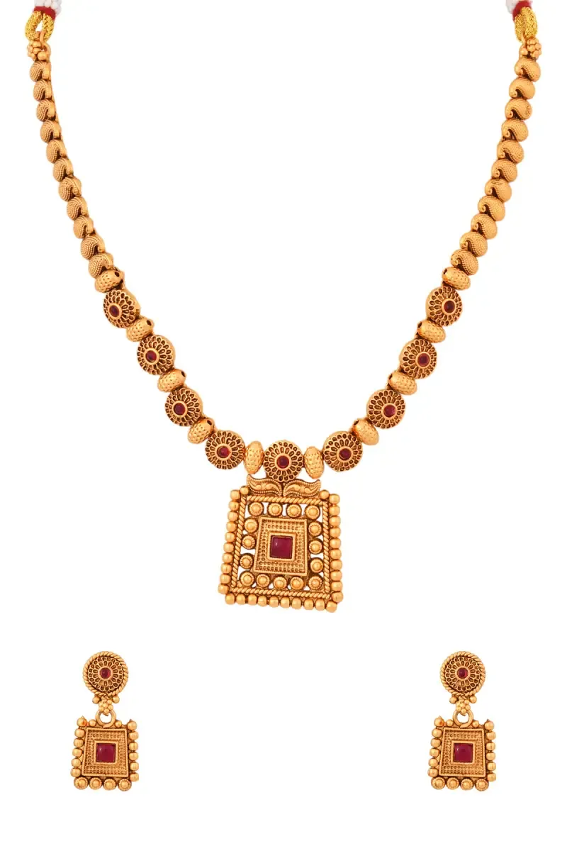 Gold Plated Floral Design Necklace Set for Women