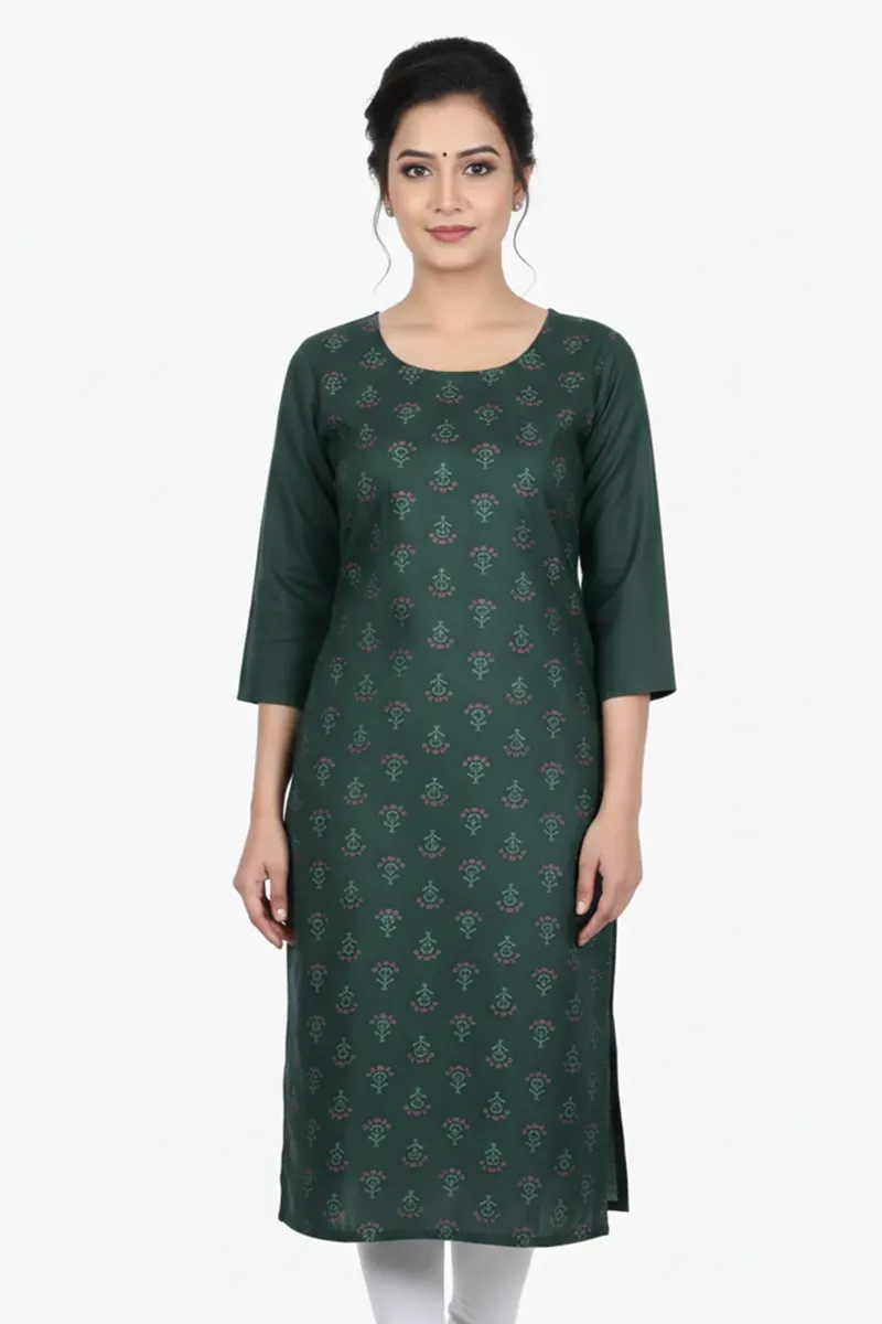 Cotton Blend Ethnic Motifs Printed Kurti for Women
