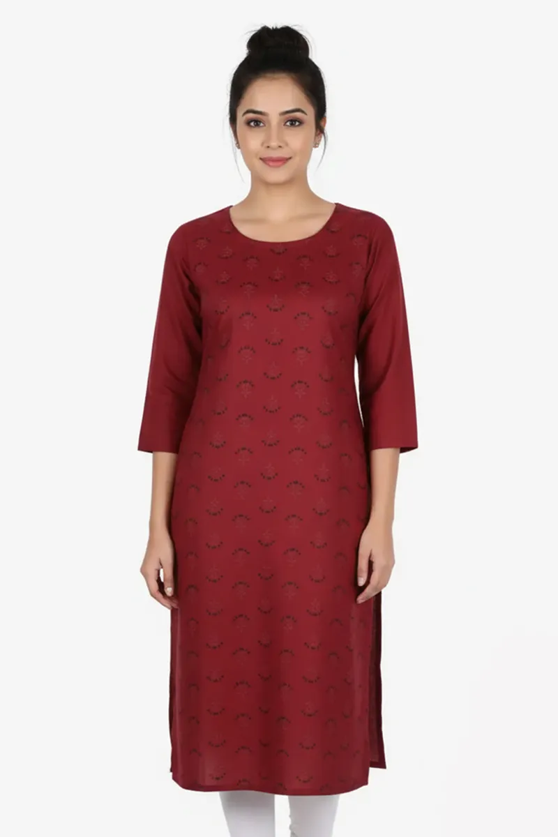 Cotton Blend Ethnic Motifs Printed Kurti for Women