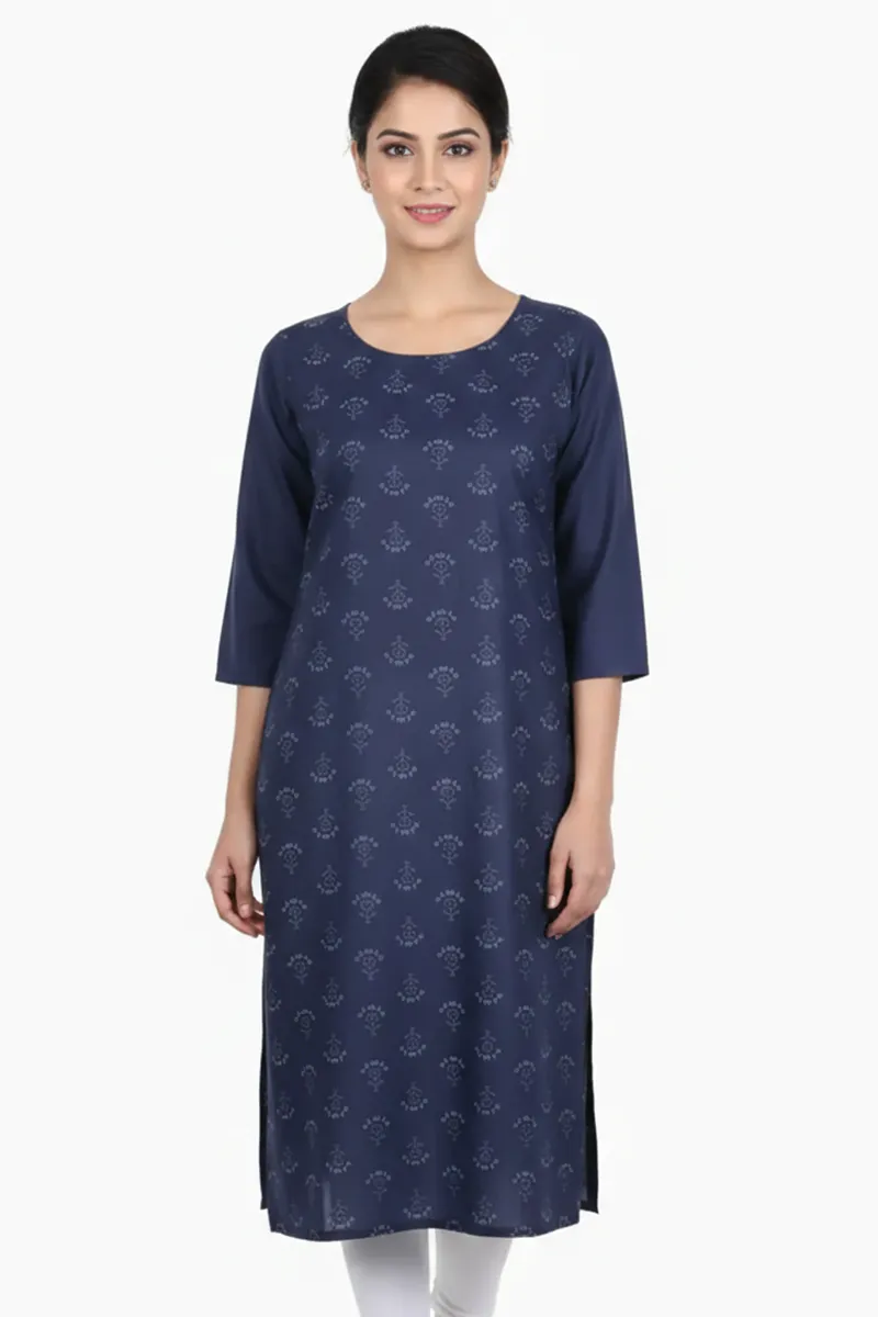 Cotton Blend Ethnic Motifs Printed Kurti for Women