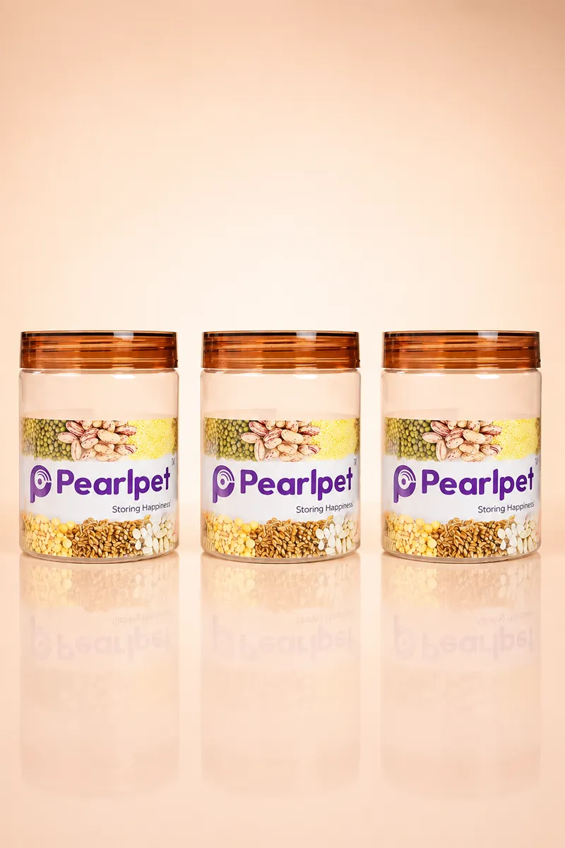 Pearlpet Plastic Tiffany Jar Container, Set of 3 - 500ml (Each)