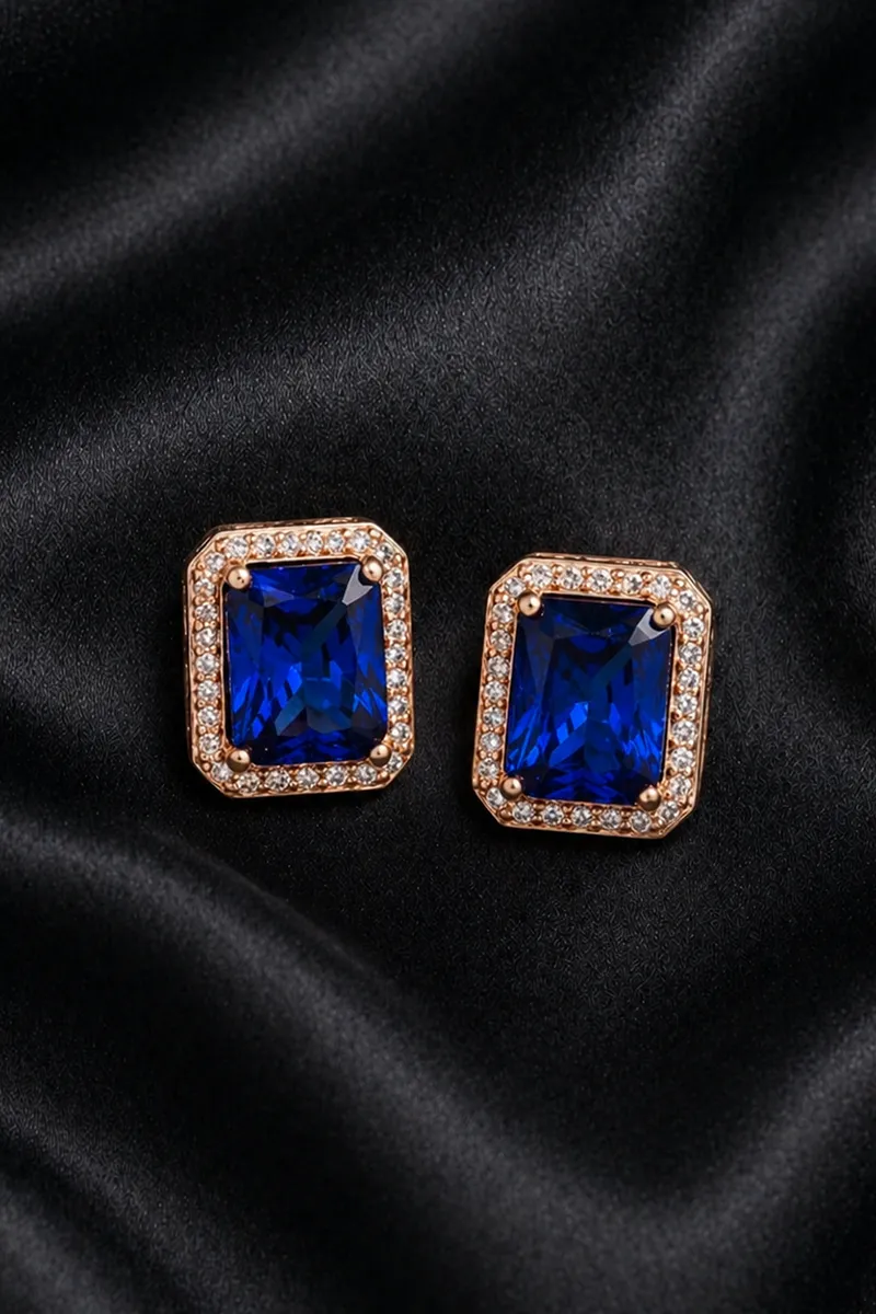 Rose Gold Rectangle Stud Earrings for Girls & Women
