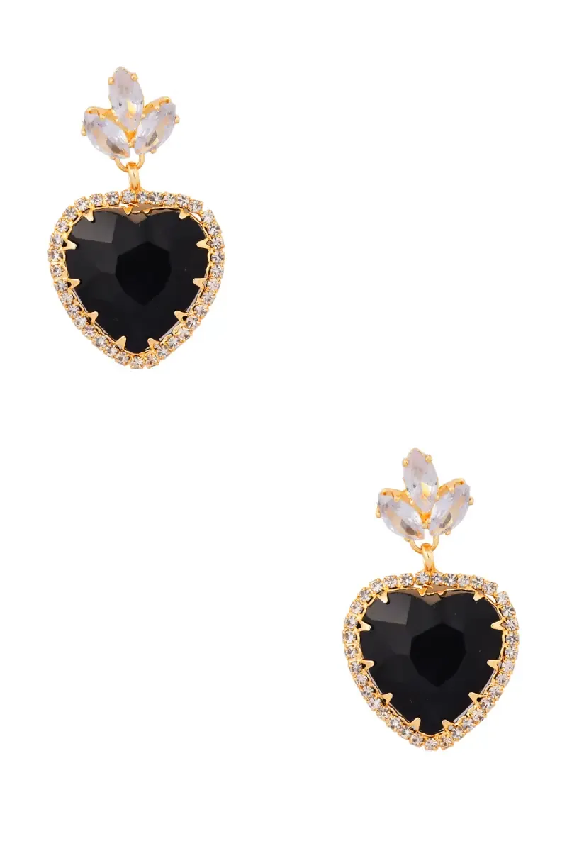 Gold Plated Heart Shaped Dangle Earrings