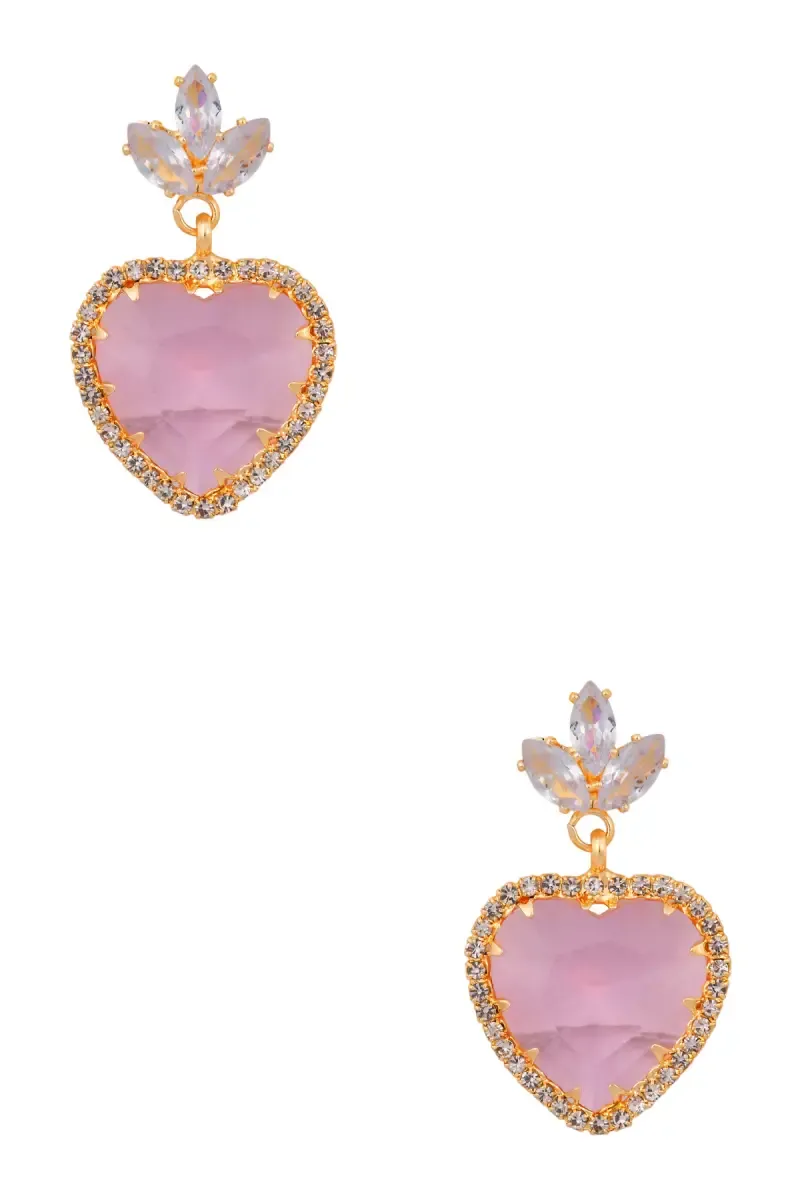 Gold Plated Heart Shaped Dangle Earrings
