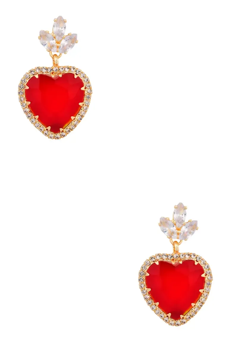 Gold Plated Heart Shaped Dangle Earrings