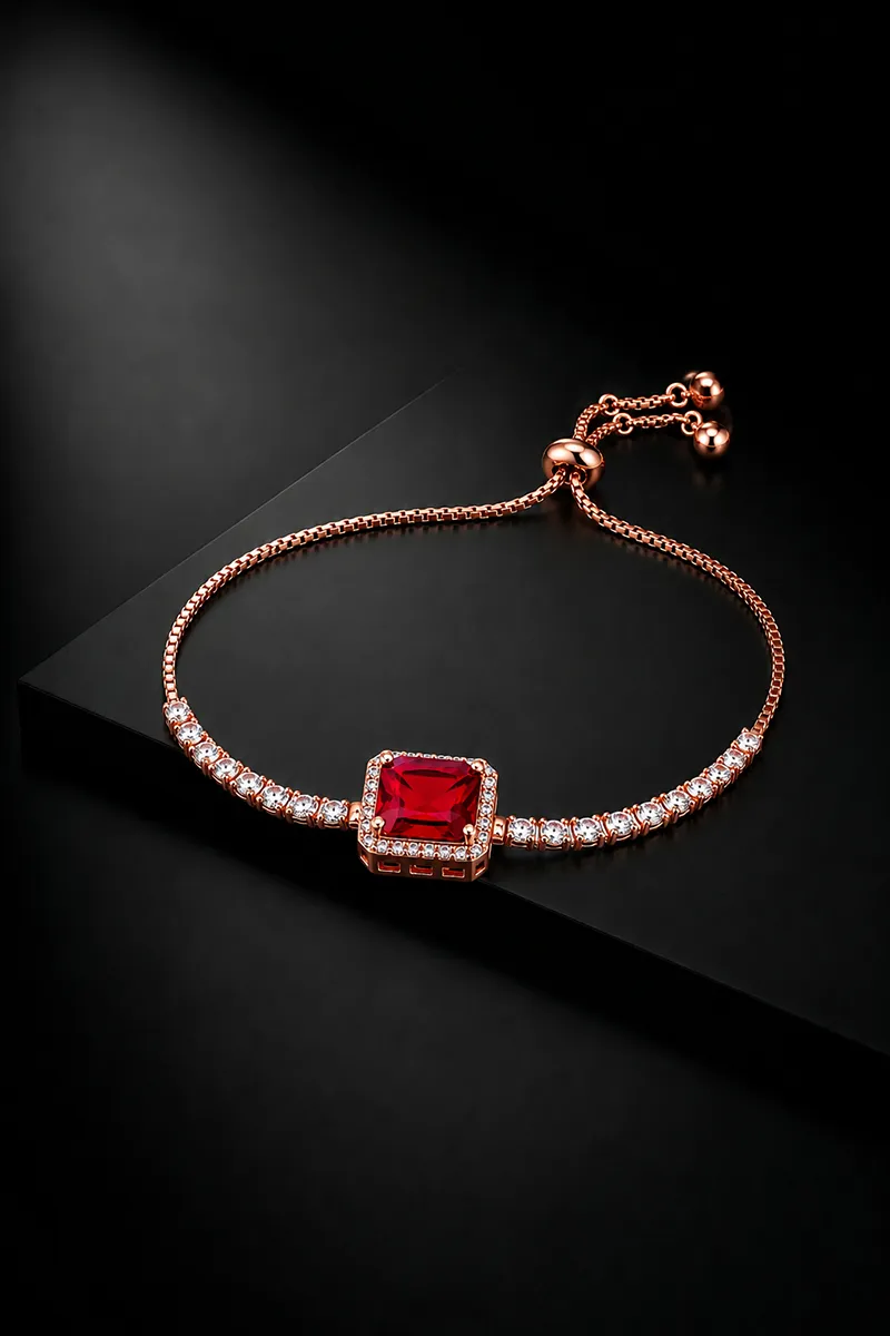 Elegant Square-Cut Stone Adjustable Bracelet for Girls & Women 013966MARFRE1