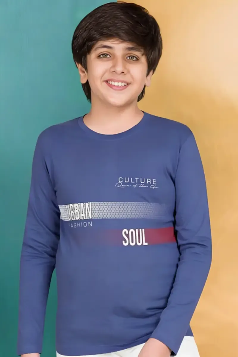 Boy's Typographic Print T-shirt  013969910YRSSTEBLU