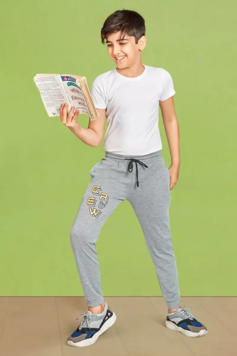 Cotton Blend Slim Fit Track Pant for Boy 014001GRE34YRS
