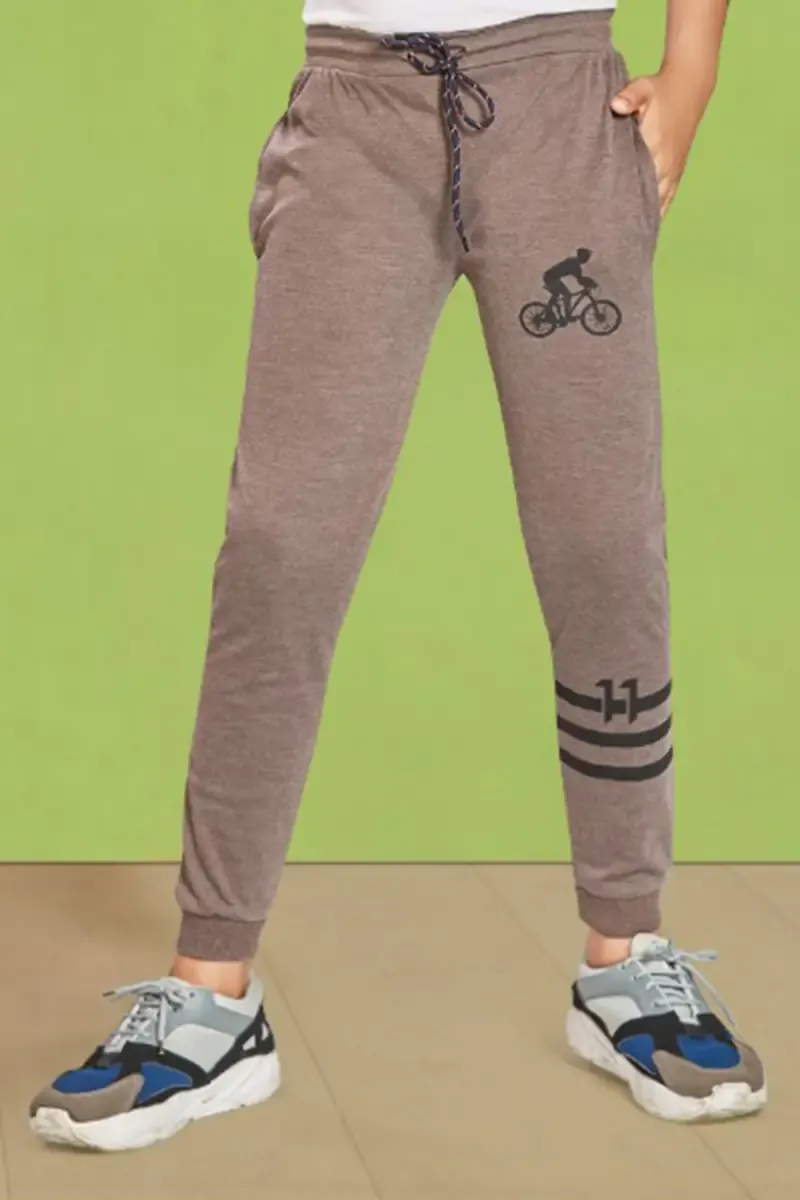 Boy's Cotton Blend Printed Track Pant 014003BRO56YRS