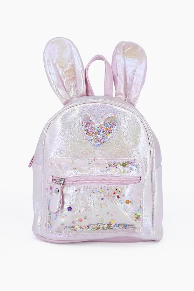Heart Design Glitter Backpack For Girls